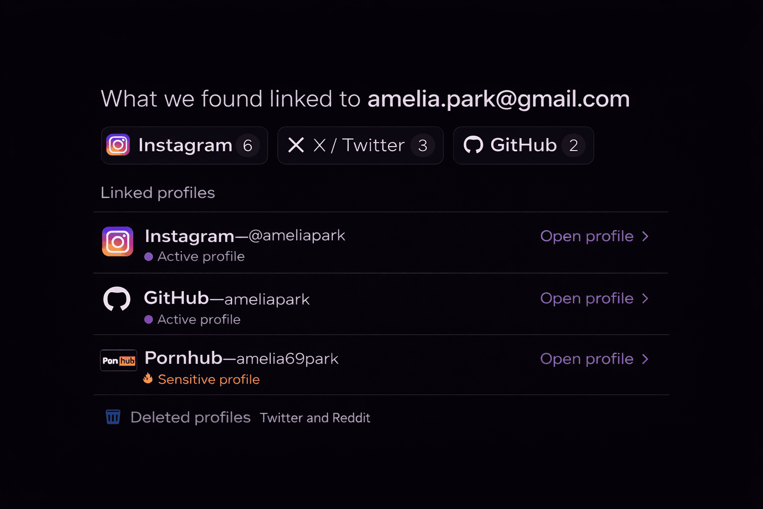 Social media account discovery preview